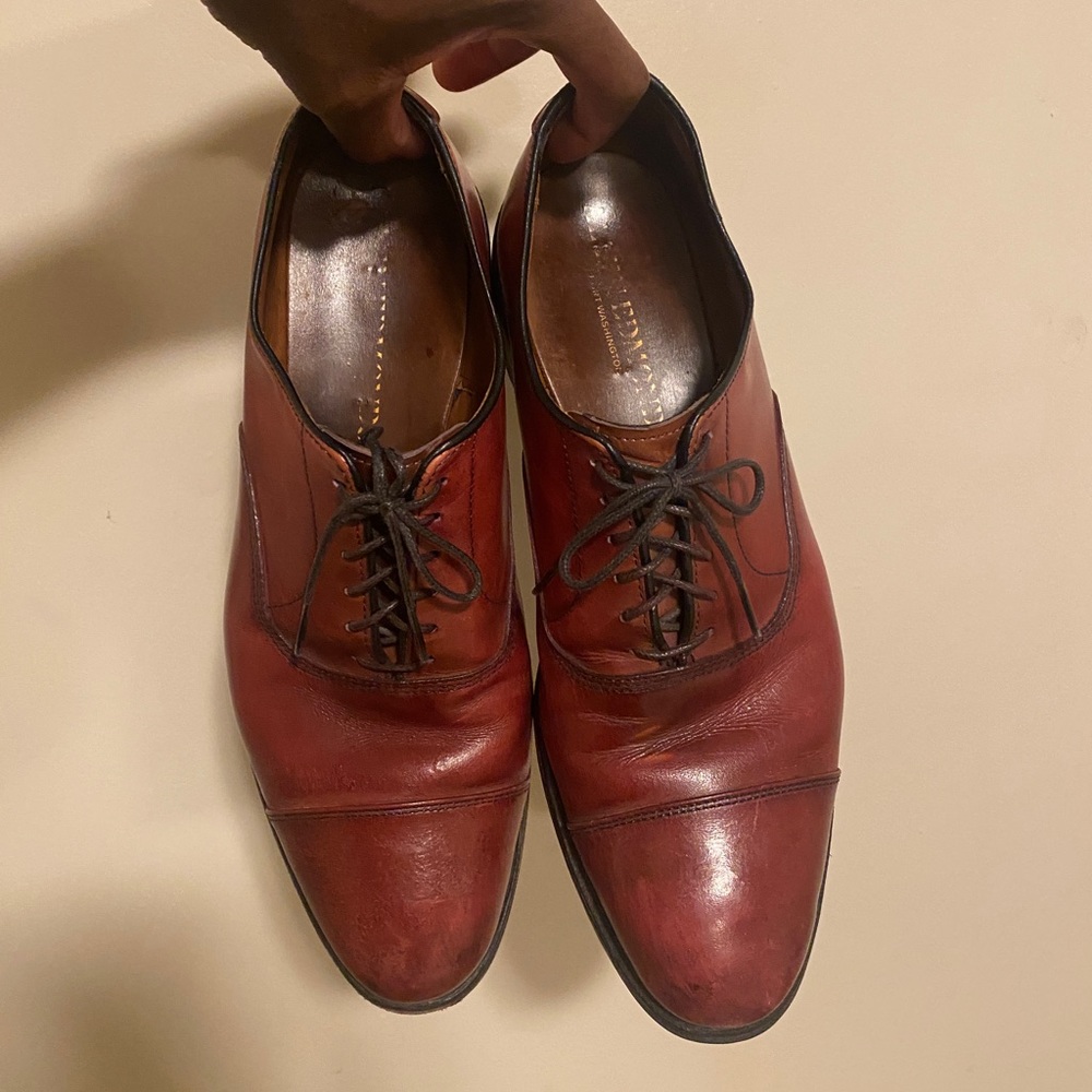 Allen Edmonds Park Avenue Burgundy Brwn Cap Toe Oxford Dress Shoes